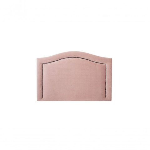 Cabeceira Solteiro 90x60 Veludo Rosê Tachas Fumê