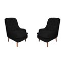 Ver imagem 1 de Kit 2 Poltronas Decorativas Lille Suede Preto - Dominic Decor