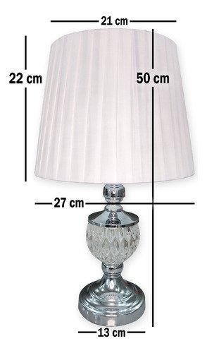 Abajur Luminaria de Mesa Dy5008 Prata Seda Branco - 3