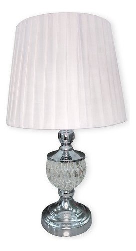 Abajur Luminaria de Mesa Dy5008 Prata Seda Branco