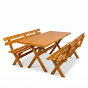 Ver imagem 2 de Mesa para Área Externa com 2 Bancos Madeira Maciça 200cm Kit Churrasco Yescasa Mel