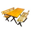 Ver imagem 6 de Mesa para Área Externa com 2 Bancos Madeira Maciça 200cm Kit Churrasco Yescasa Mel Amarelo