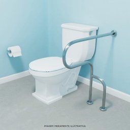 Barra de apoio para idoso fixa piso parede lado esquerdo do vaso em aço inox - Barracerta - 2