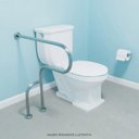 Ver imagem 2 de Barra de apoio fixa no piso e parede lado direito do vaso em aço inox - Barracerta