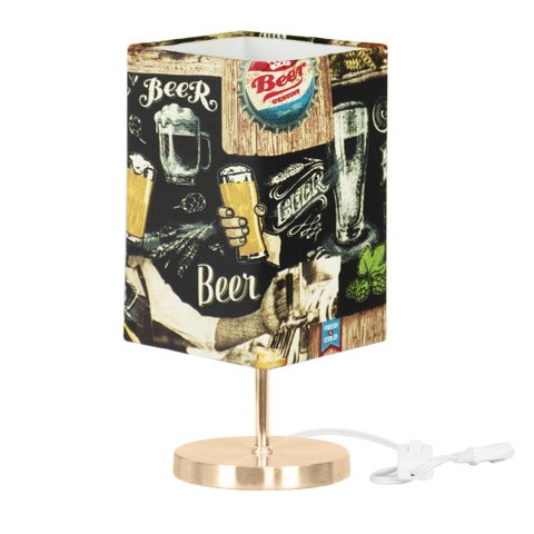 Abajur Eros Quad Bar com Base Redonda New Cobre
