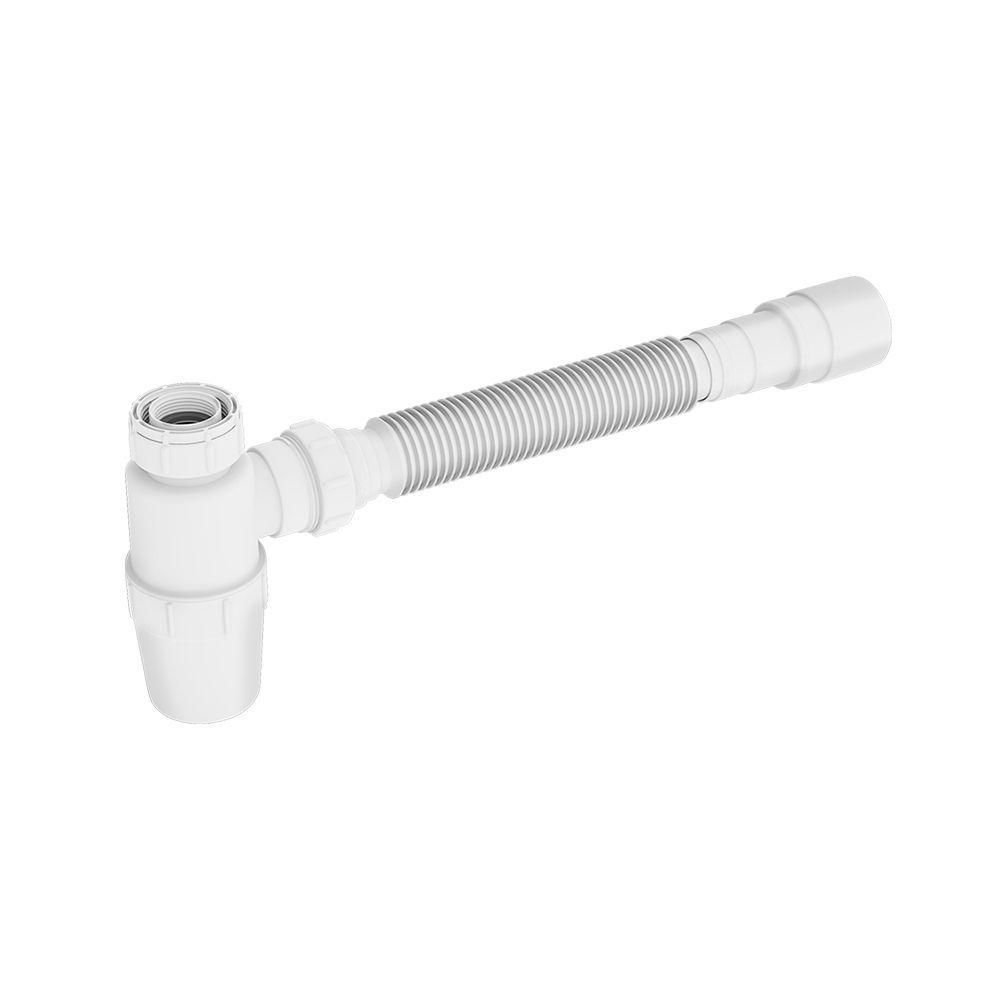 Sifão Sanfonado Extensível Censi com Copo Horizontal 74cm Branco Branco 7167-04010 - 1