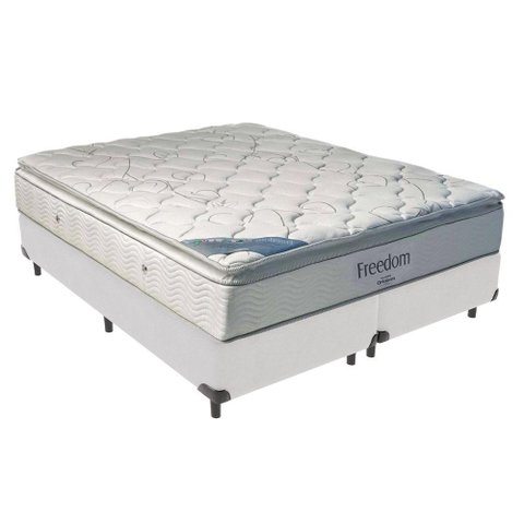 Cama Box King e Colchão Freedom Ortobom D33 Cor:branco