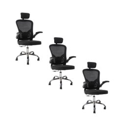 Kit 3 Cadeiras Escritório Diretor Giratória Vita Preto - 1 Kit 3 Cadeiras Escritório Diretor Giratória Vita Preto - 1