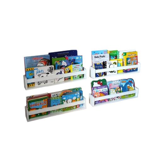 Prateleira Banheiro Cosméticos MDF Branco - 4 Peças