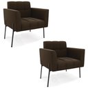 Ver imagem 1 de Poltrona para Sala Pé Metal Preto Kit 2 Ana Suede Marrom - Ibiza