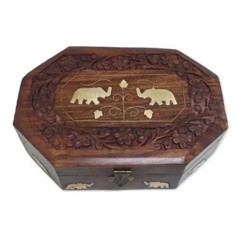 Caixinha Indiana de Madeira Artesanal 17 cm