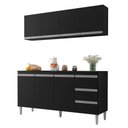 Ver imagem 1 de Kit de Cozinha Andréia Balcão 150cm Preto com Tampo Mdp e Aéreo - Ajl Móveis Preto