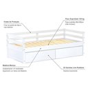 Ver imagem 4 de Cama Solteiro Dreams com 02 Gavetas Madeira Maciça Branco Megamobilia
