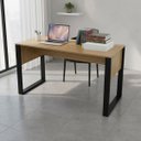 Ver imagem 2 de Mesa Escrivaninha para Escritório 136x74cm Amêndoa/Preto ME4200