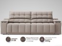 Ver imagem 5 de Sofá com Porta Copos Carregador Usb Ret Rec Samurai 2,30m Velosuede Bege - Netsofas