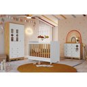 Ver imagem 1 de Quarto Infantil Completo 3 Peças (1guardaroupa+1berço+1cômoda) Qi124 Branco/amendoa - Peroba