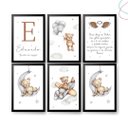 Ver imagem 2 de Kit 6 Quadros Decoração Quarto Infantil Ursinho Aquarela:branca