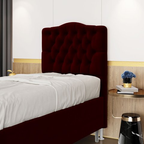 Cabeceira Estofada Decorativa Pollux para Cama Box 90 para Cama de Solteiro Sued Bordô Aradecor