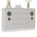 Ver imagem 2 de Cômoda Infantil 125cm 2 Portas com Vidro e 4 Gavetas Pirulito Multimóveis Mp4470 Branco-off White