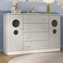 Ver imagem 1 de Cômoda Infantil 125cm 2 Portas com Vidro e 4 Gavetas Pirulito Multimóveis Mp4470 Branco-off White