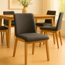 Ver imagem 1 de Kit 6 Cadeiras de Jantar Diamante Estofadas em Veludo Cinza Base Madeira Maciça Mel