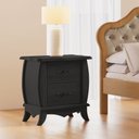 Ver imagem 1 de Mesa de Cabeceira Clássica Império 2 Gavetas em Madeira Maciça Ébano