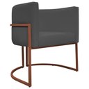 Ver imagem 1 de Poltrona Decorativa Recepção Luna Base de Ferro Bronze - Cinza Corino