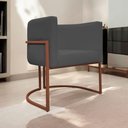 Ver imagem 2 de Poltrona Decorativa Recepção Luna Base de Ferro Bronze - Cinza Corino