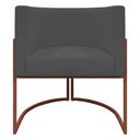 Ver imagem 5 de Poltrona Decorativa Recepção Luna Base de Ferro Bronze - Cinza Corino