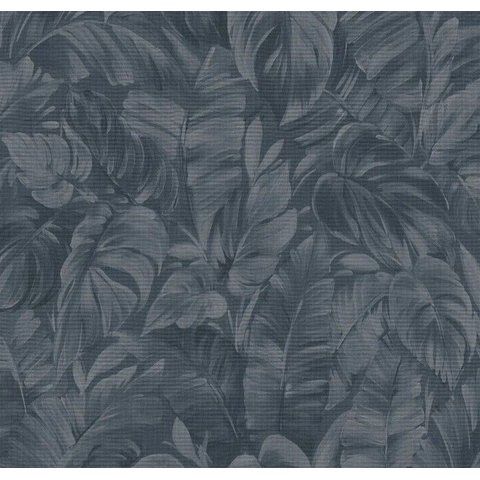 Papel de Parede Wiler Reno - Folhagem Tropical Azul Petróleo