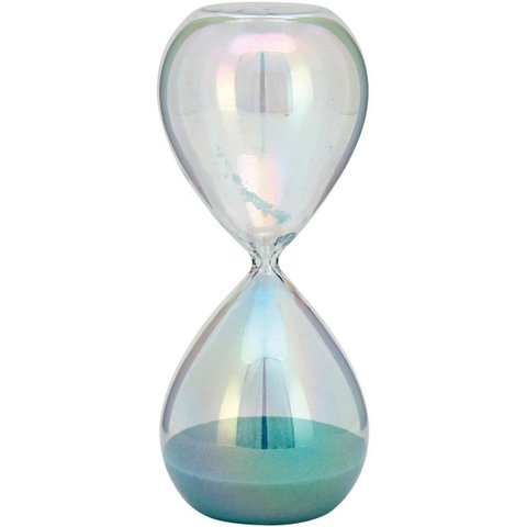 Ampulheta De Vidro Contador Tempo Com Areia Azul Luxo 19cm