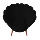 Ver imagem 4 de Kit 2 Poltronas Decorativas Pétala Flor Veludo Preto Pés Palito em Madeira