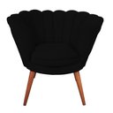 Ver imagem 3 de Kit 2 Poltronas Decorativas Pétala Flor Veludo Preto Pés Palito em Madeira