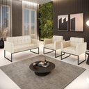Ver mais imagens de Kit 1 Sofá Namoradeira e 2 Poltronas Elisa Corino Base Metálica Industrial Preto - D'Rossi Cor