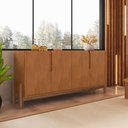 Ver imagem 4 de Conjunto Buffet e Cristaleira Gran Aurora 4 Portas 6 Prateleiras MDP MDF Industrial Marrom Cedro