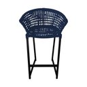 Ver imagem 3 de Conjunto Bistrô Champanheira Tampo Ripado e 2 Banquetas Reis Corda Náutica Azul Marinho