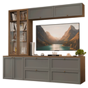 Ver imagem 3 de Estante Sala de Estar com Rack + Cristaleira 230cm Rustic/Cinza/Rustic Vik Madesa 02
