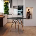 Ver imagem 1 de Mesa de Jantar Eames Eiffel 110cm Preta Base Madeira Maciça