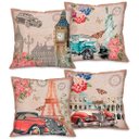 Ver imagem 1 de Kit com 4 Capas para Almofadas Decorativas Paris Retro