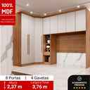 Ver imagem 1 de Guarda Roupa Modulado Casal Safira 008 em MDF com 8 Portas e 4 Gavetas Una Mobília