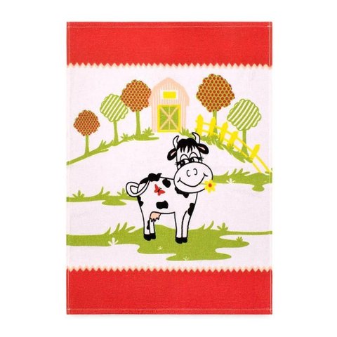 Pano de Copa Kazzavip Estampado Cooking Minau 100% Algodão 50cm x 65cm Branco Buettner
