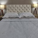 Ver imagem 1 de Cabeceira Estofada Queen Capitonê Suede Liso Bege 160 x 120 cm RBL