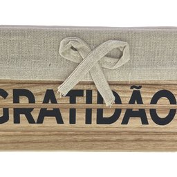 Kit 3 Cestos Organizadores Multiuso Madeira Forrado Tecido Cesta Decorativa Porta Trecos Natural - 4