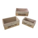 Ver mais imagens de Kit 3 Cestos Organizadores Multiuso Madeira Forrado Tecido Cesta Decorativa Porta Trecos Natural