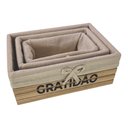 Ver imagem 6 de Kit 3 Cestos Organizadores Multiuso Madeira Forrado Tecido Cesta Decorativa Porta Trecos Natural