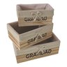 Kit 3 Cestos Organizadores Multiuso Madeira Forrado Tecido Cesta Decorativa Porta Trecos Natural - 10