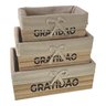 Kit 3 Cestos Organizadores Multiuso Madeira Forrado Tecido Cesta Decorativa Porta Trecos Natural - 9