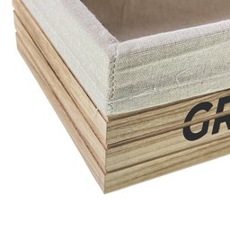 Kit 3 Cestos Organizadores Multiuso Madeira Forrado Tecido Cesta Decorativa Porta Trecos Natural - 3