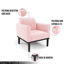 Ver imagem 3 de Poltrona Decorativa Isabella Pés Fixo em Madeira Preto Suede Rosa Bebê G19 - Gran Belo