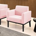 Ver imagem 2 de Poltrona Decorativa Isabella Pés Fixo em Madeira Preto Suede Rosa Bebê G19 - Gran Belo